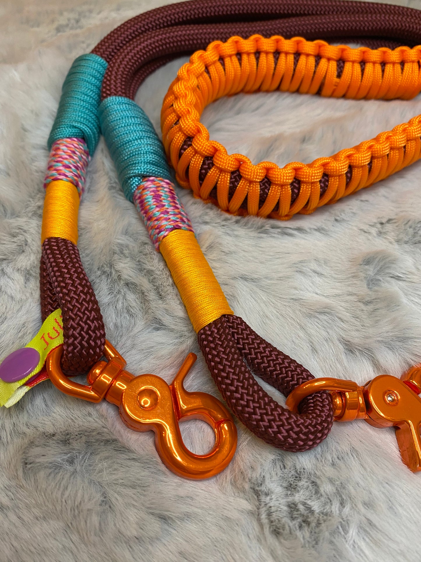 Taschengurt kurz Mustermix Aubergine aus Paracord & Segeltau