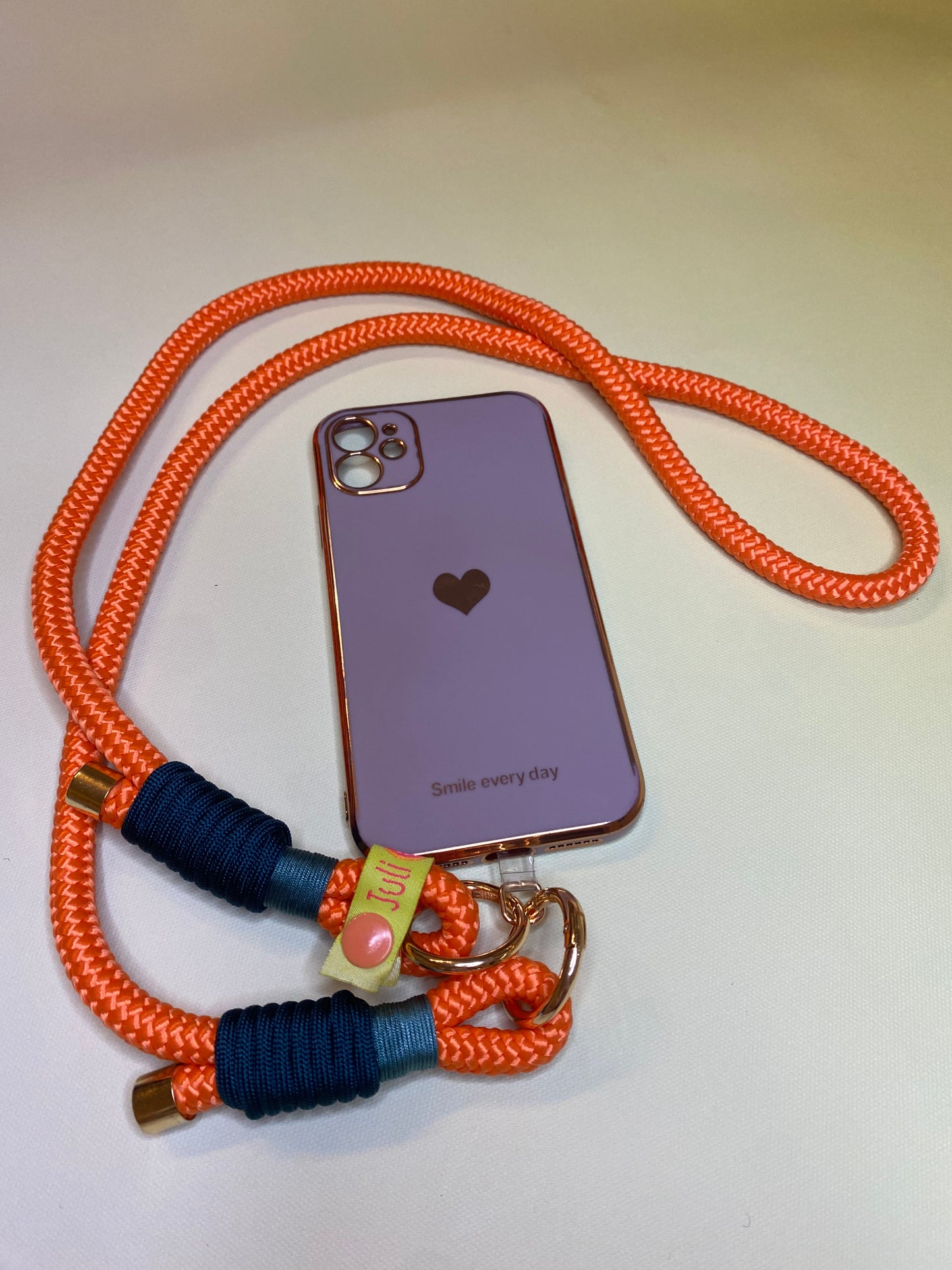 Handykette Orange & Petrol aus Tauseil und Paracord