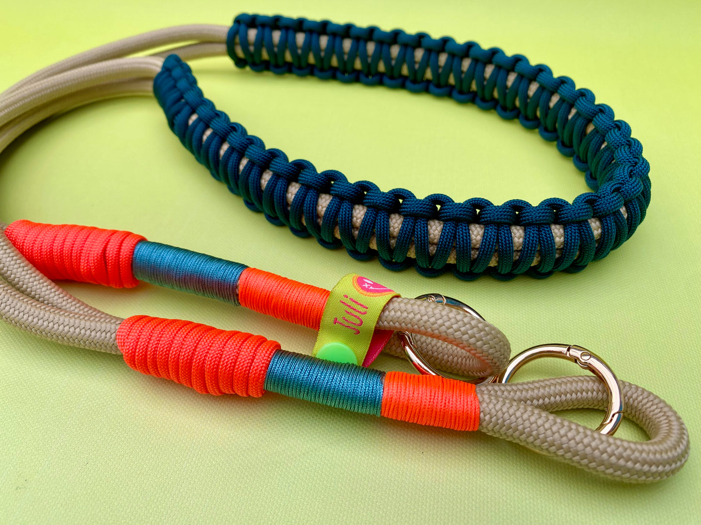 Taschengurt Petrol im Neonfieber aus Paracord & Segeltau