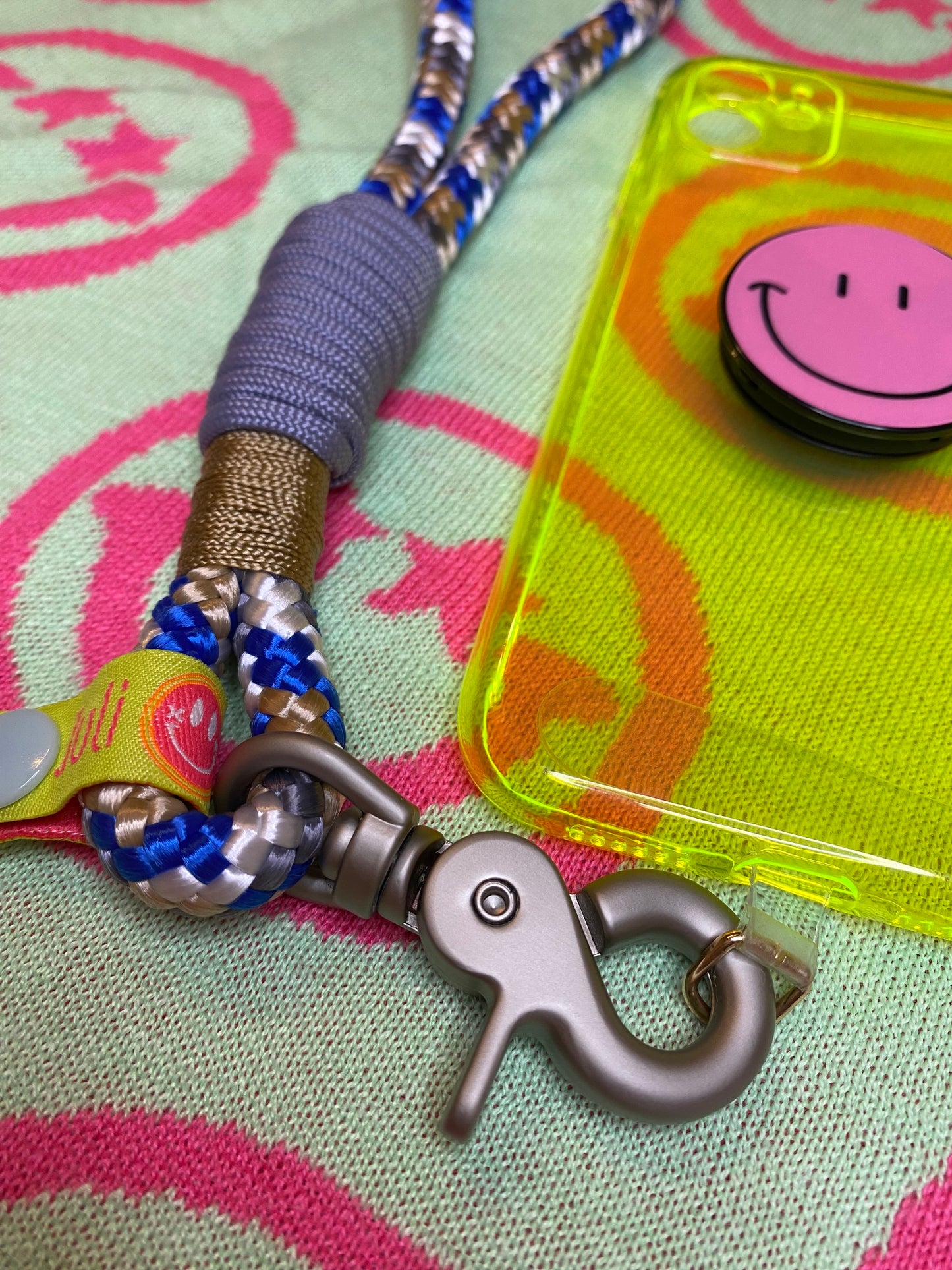 Handycharm und Schlüsselanhänger Camouflage Blau aus Paracord & Segeltau