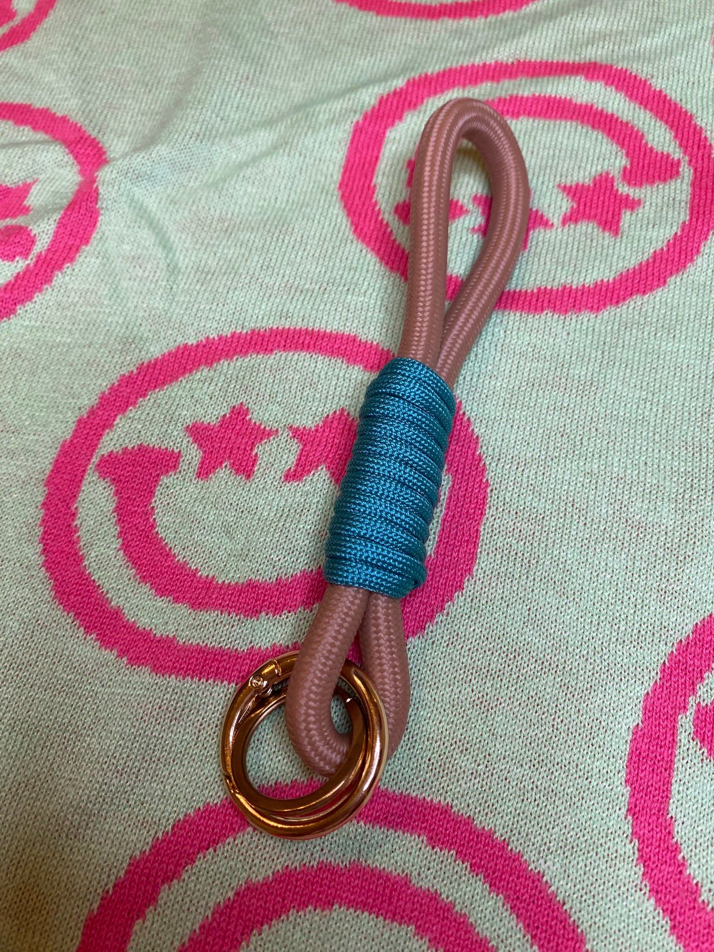 Schlüsselanhänger Beige-Türkis aus Paracord & Segeltau