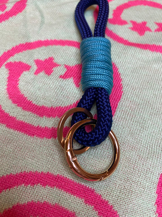 Schlüsselanhänger Dunkelblau-Türkis aus Paracord & Segeltau