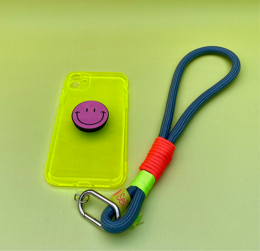 Handycharm und Schlüsselanhänger Graue Neonliebe aus Paracord & Segeltau
