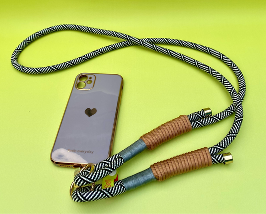 Handykette „Constanze“ Schwarz-weiß aus Paracord & Segeltau