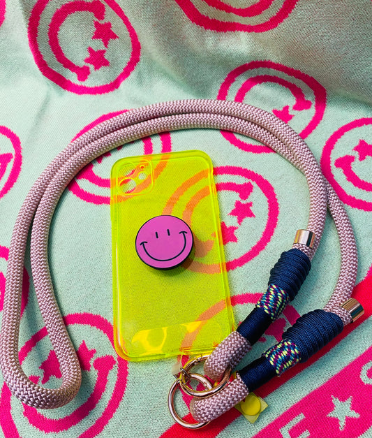 Handykette Blauer Mustermix aus Paracord & Segeltau