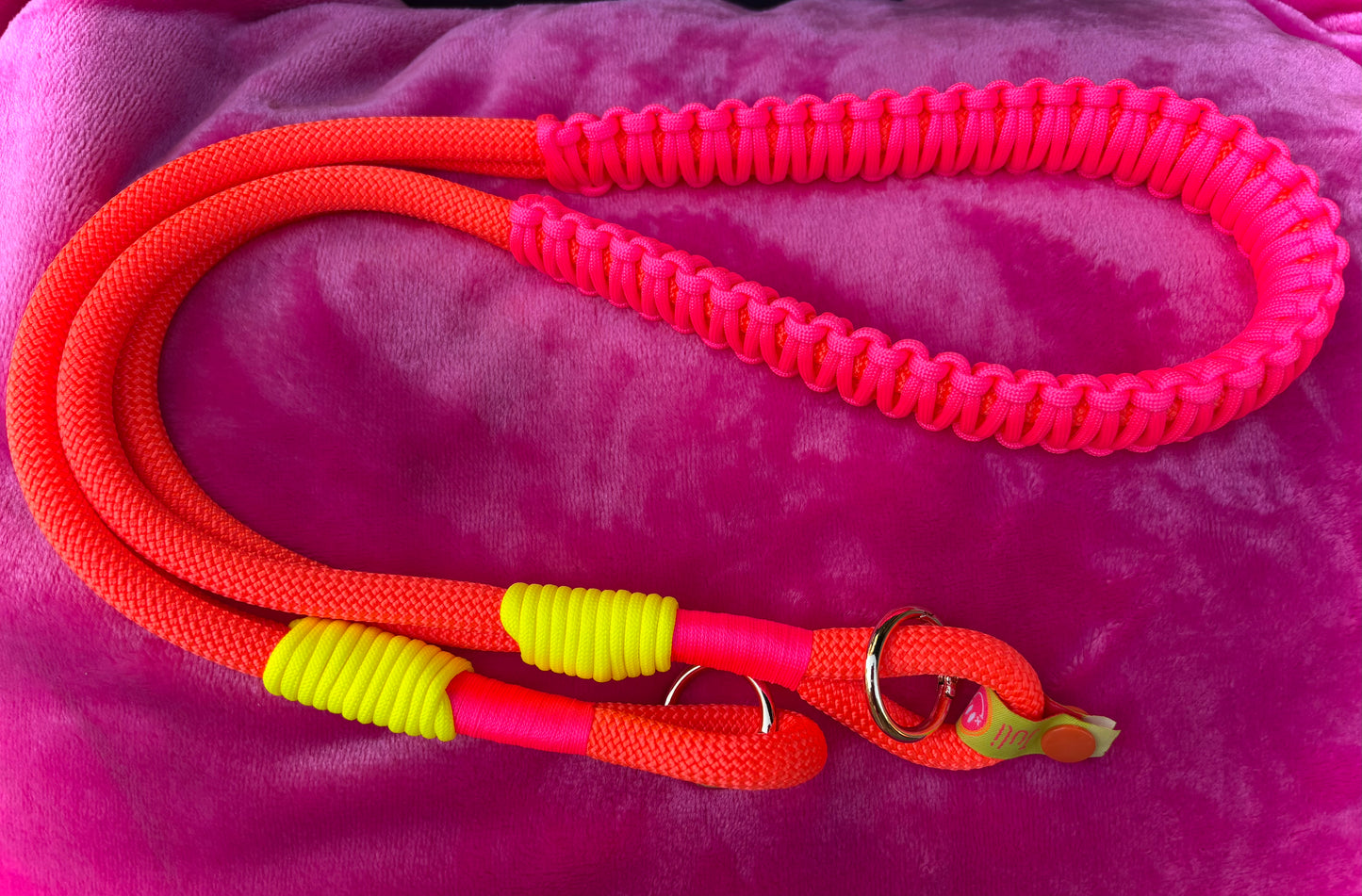 Taschengurt „BÄM“ in Neonorange  handmade aus Paracord und Segeltau