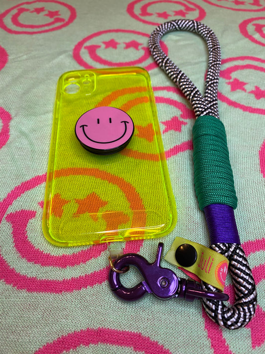 Handycharm und Schlüsselanhänger Mustermix Lila aus Paracord & Segeltau