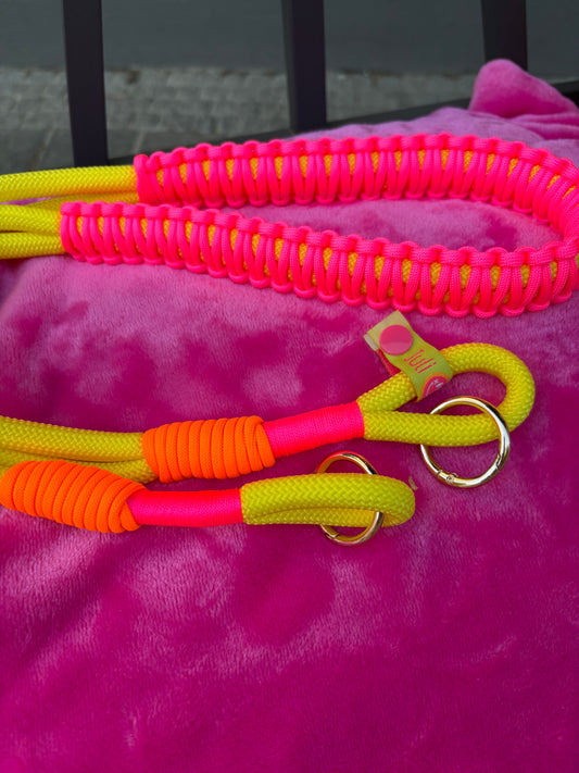 Taschengurt „BÄM“ in Neongelb handmade aus Paracord und Segeltau