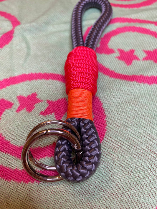 Schlüsselanhänger Grau-Neon aus Paracord & Segeltau