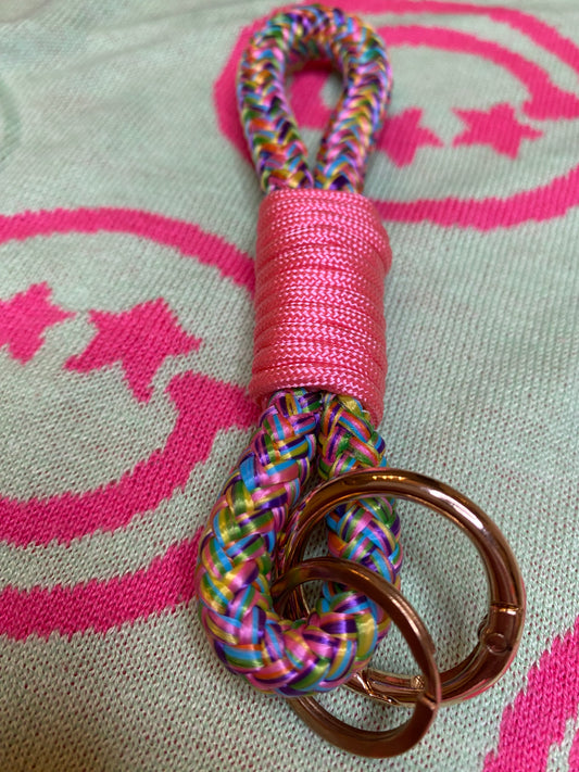 Schlüsselanhänger Konfetti Rosa aus Paracord & Segeltau