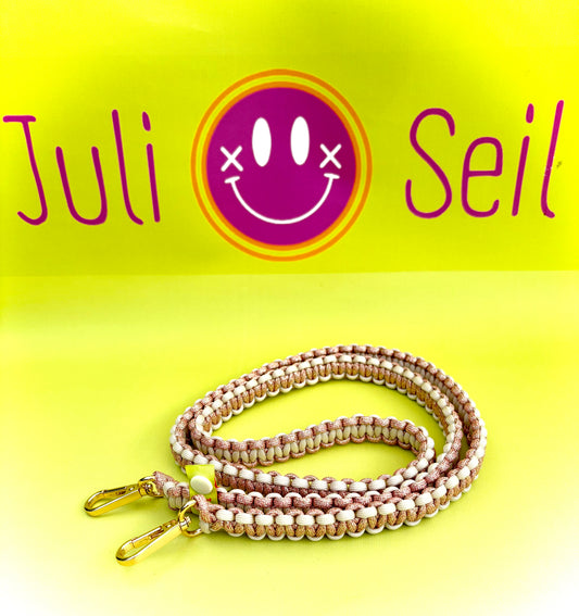 Handykette Makramee Glitzer Rosé Champagner aus Paracord