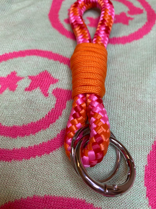 Schlüsselanhänger Pink-Orange aus Paracord & Segeltau