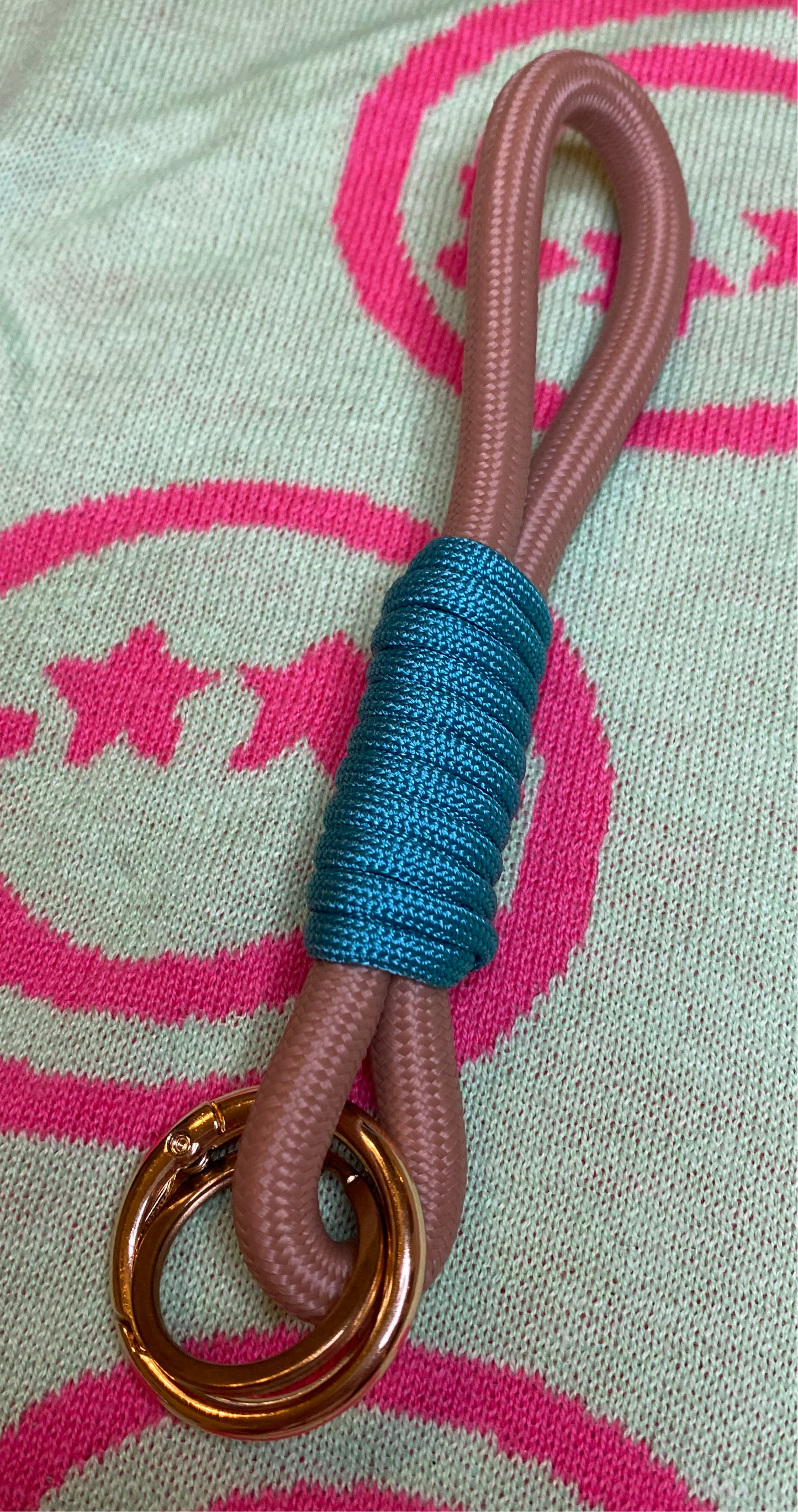 Schlüsselanhänger Beige-Türkis aus Paracord & Segeltau
