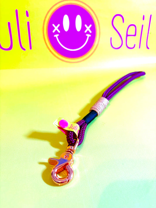 Handycharm und Schlüsselanhänger Glitzernde Aubergine aus Segeltau und Paracord