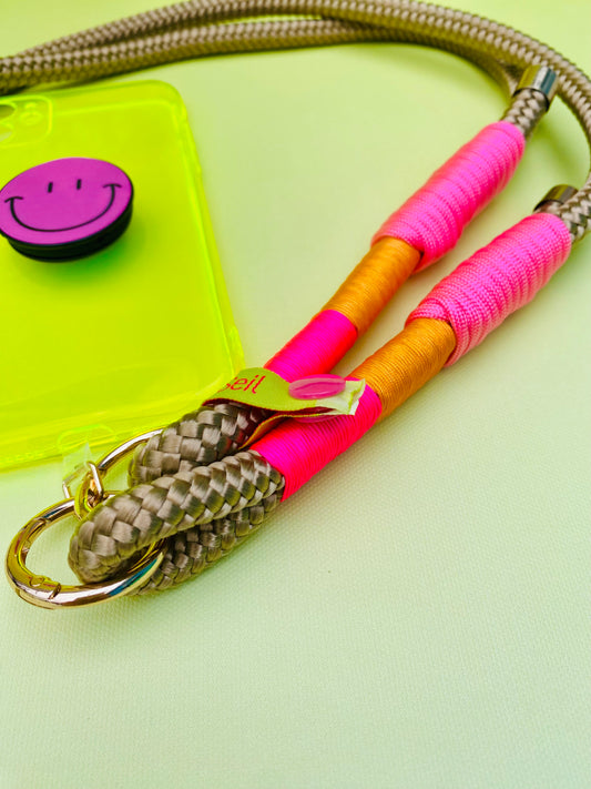 Handykette Pink Candy aus Paracord & Segeltau