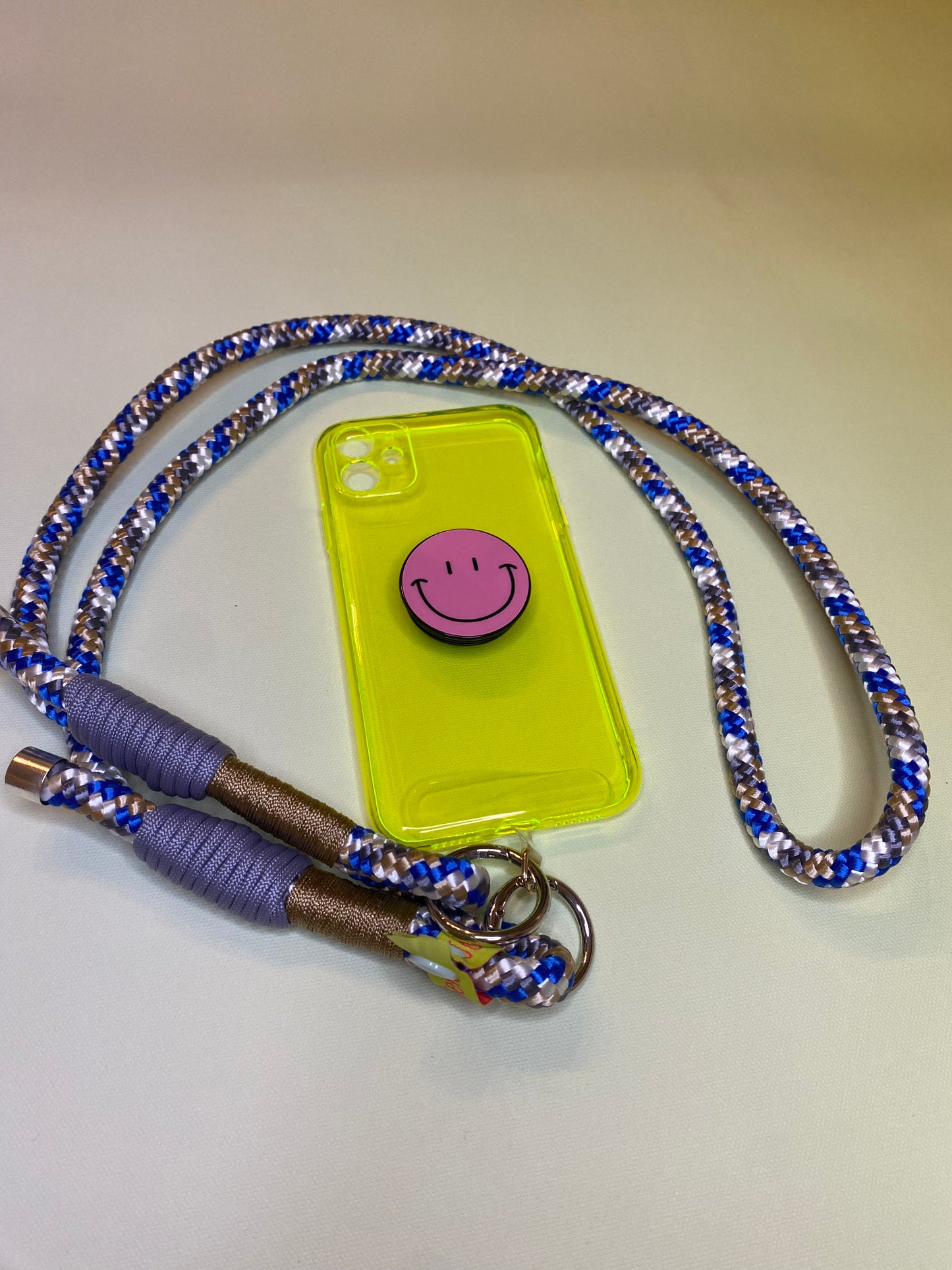 Handykette Camouflage Blau & Grau aus Paracord und Segeltau