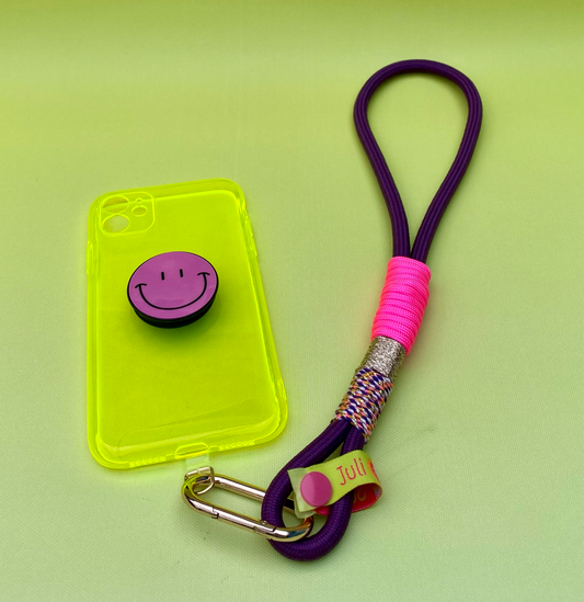 Handycharm und Schlüsselanhänger Funky lila aus Paracord & Segeltau