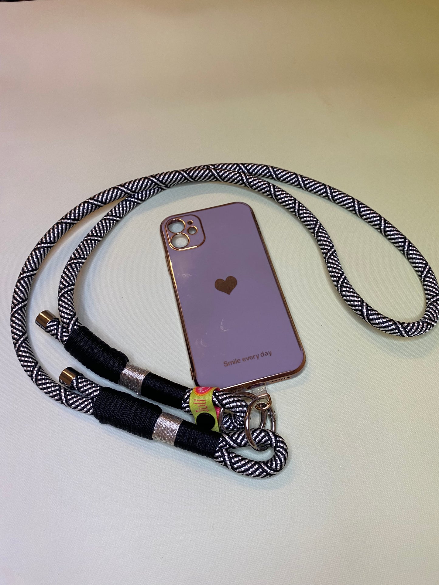 Handykette Mustermix Silber aus Paracord & Segeltau
