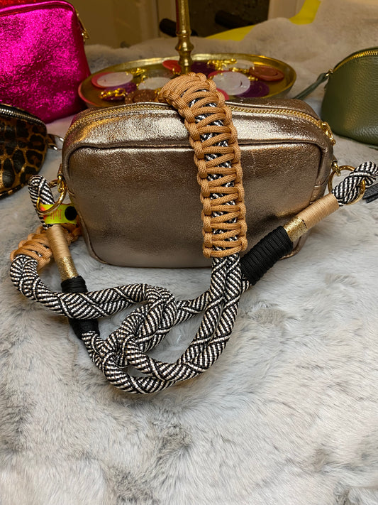 Taschengurt Schwarz-Weiß ganz elegant aus Paracord & Segeltau