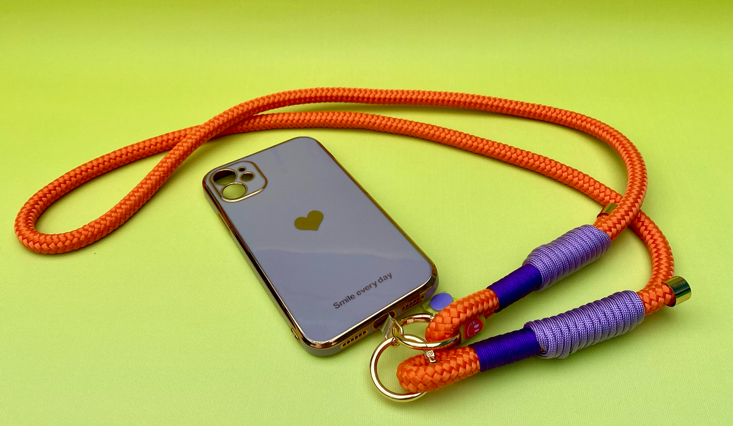 Handykette Orange Purple on fire aus Paracord & Segeltau